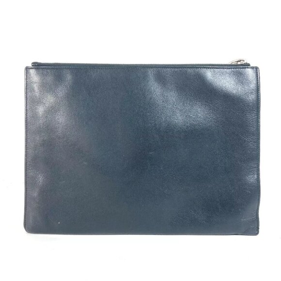 SAINT LAURENT PARIS 397294 logo Cluch Bag Pouch Bag Clutch bag Leather Black - Picture 2 of 14